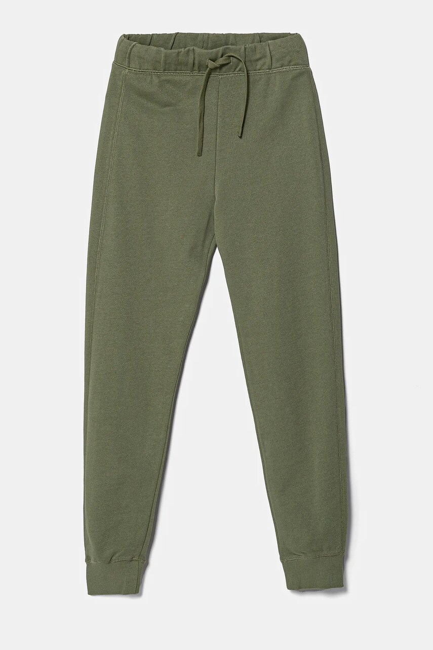 United Colors of Benetton pantaloni de trening din bumbac pentru copii culoarea verde, cu imprimeu, 3J68CF058