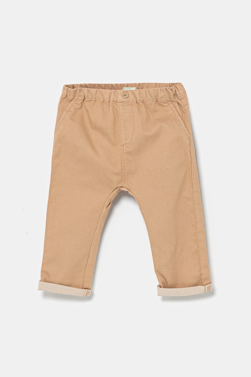 Levně Kojenecké kalhoty United Colors of Benetton hnědá barva, 4U40AF018