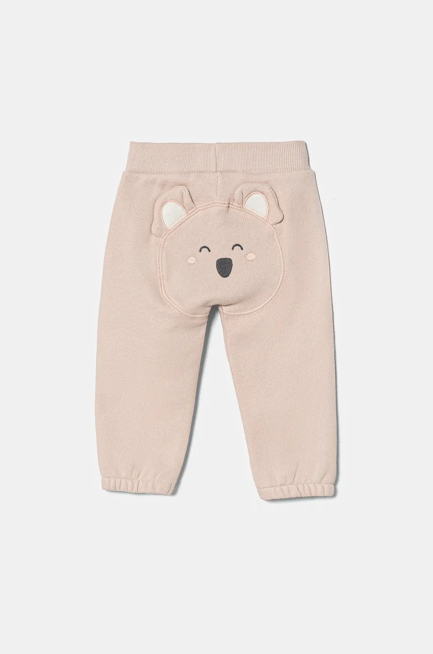 United Colors of Benetton pantaloni de trening din bumbac pentru bebeluși culoarea roz, neted, 3J70AF029