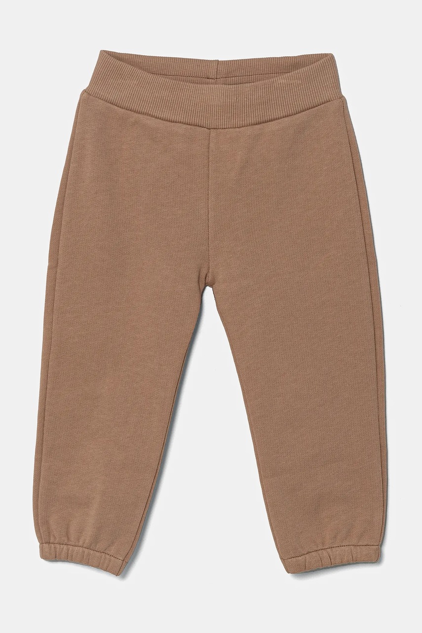 United Colors of Benetton pantaloni de trening din bumbac pentru bebelusi culoarea verde, neted, 3J70AF029