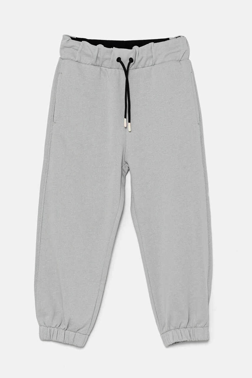 United Colors of Benetton pantaloni de trening din bumbac pentru copii culoarea gri, cu imprimeu, 3J68CF05W