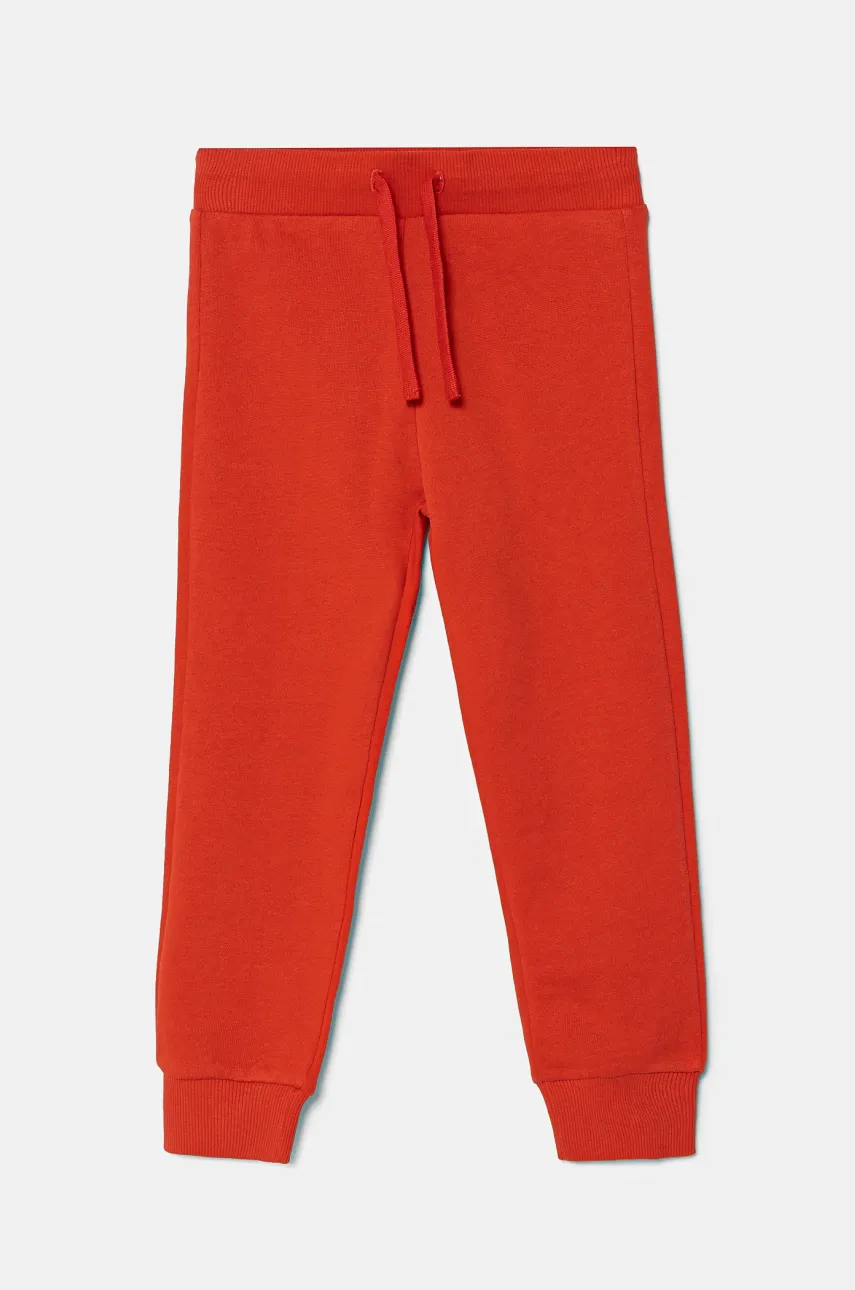 United Colors of Benetton pantaloni de trening din bumbac pentru copii culoarea rosu, neted, 3J68CF01P