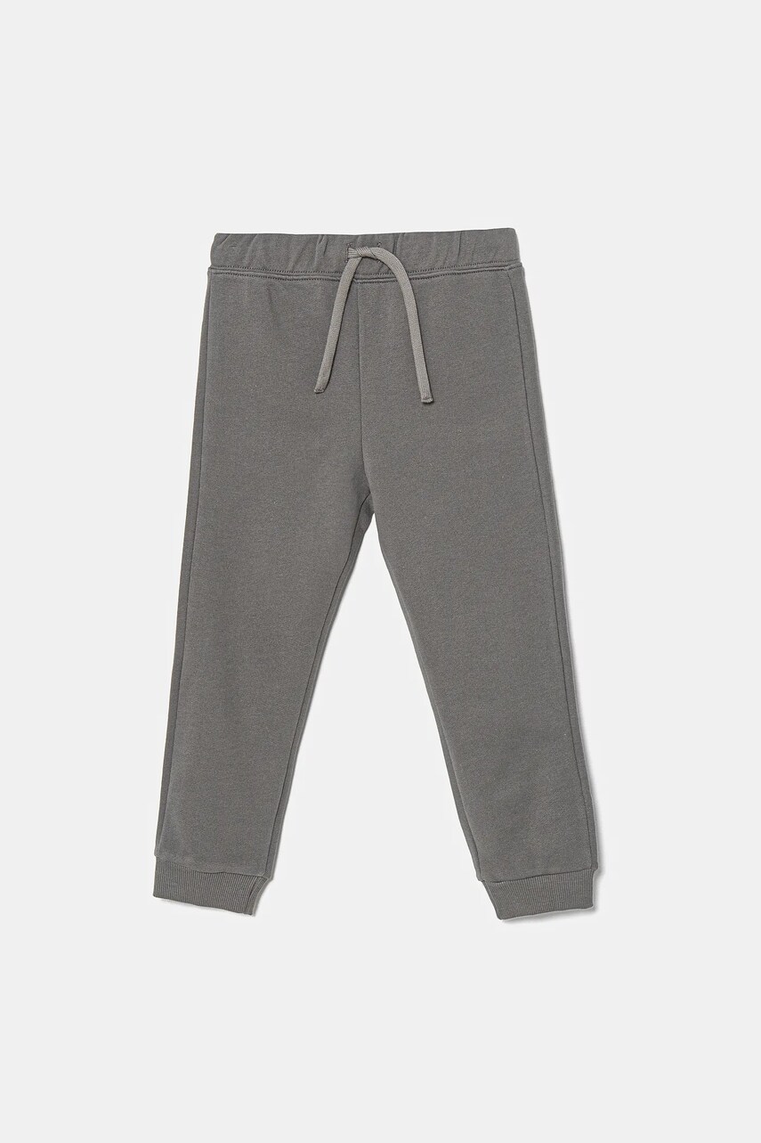 United Colors of Benetton pantaloni de trening din bumbac pentru copii culoarea gri, neted, 3J68GF027