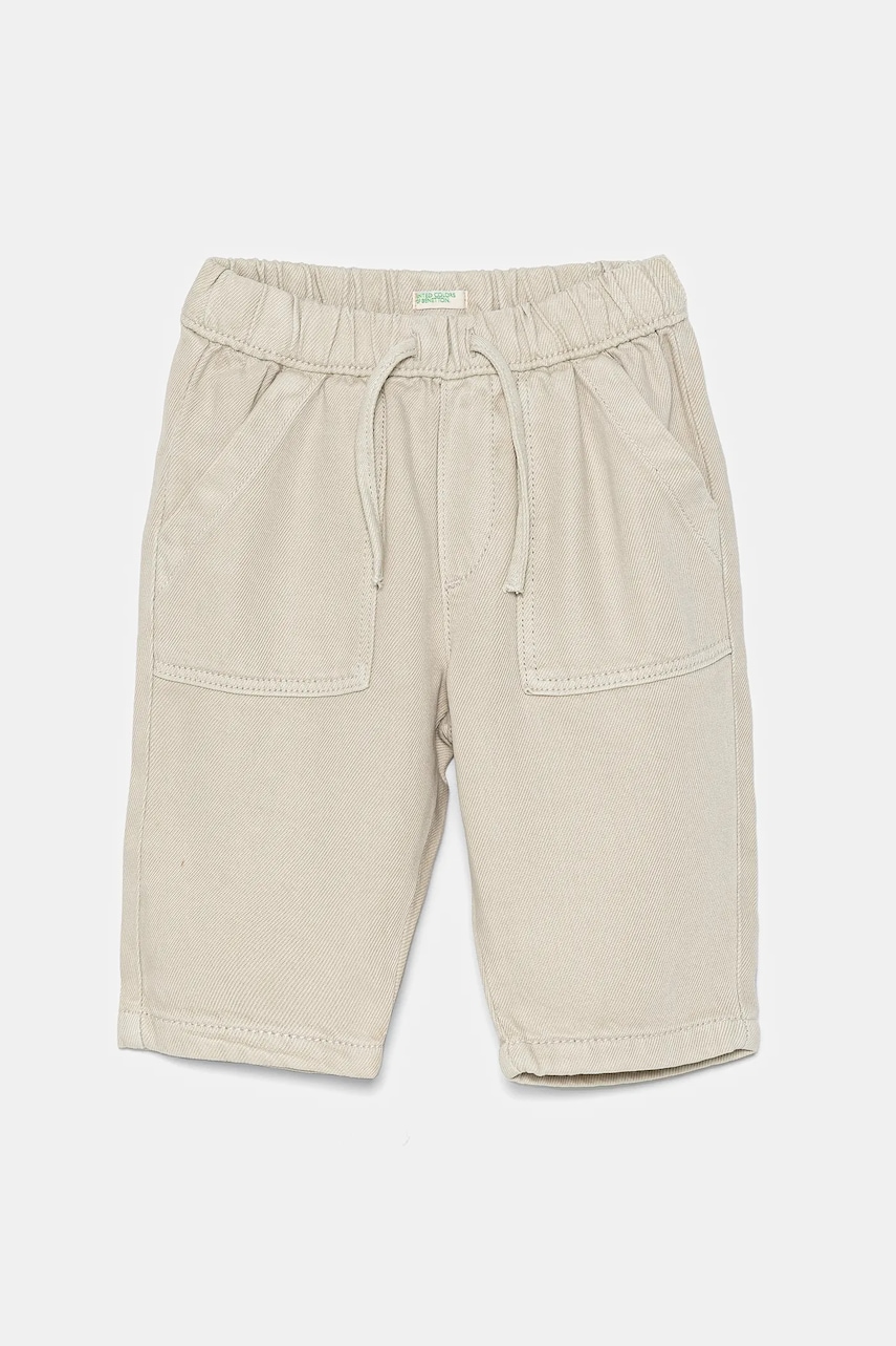 United Colors of Benetton pantaloni bebe culoarea bej, melanj, 41AQAF01F United Colors of Benetton pantaloni bebe culoarea bej, melanj, 41AQAF01F
