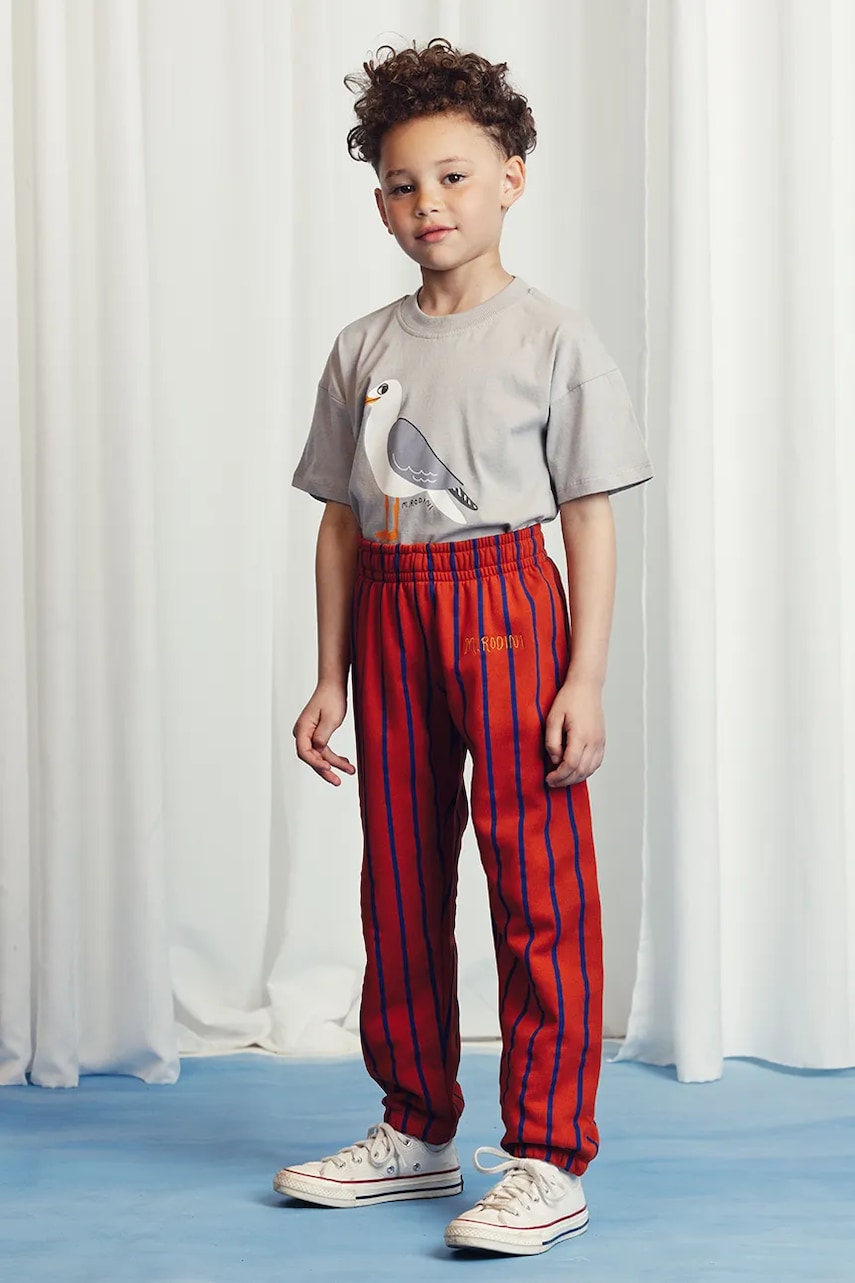 Mini Rodini pantaloni de trening din bumbac pentru copii culoarea rosu, modelator, 2523013442 Mini Rodini pantaloni de trening din bumbac pentru copii culoarea rosu, modelator, 2523013442