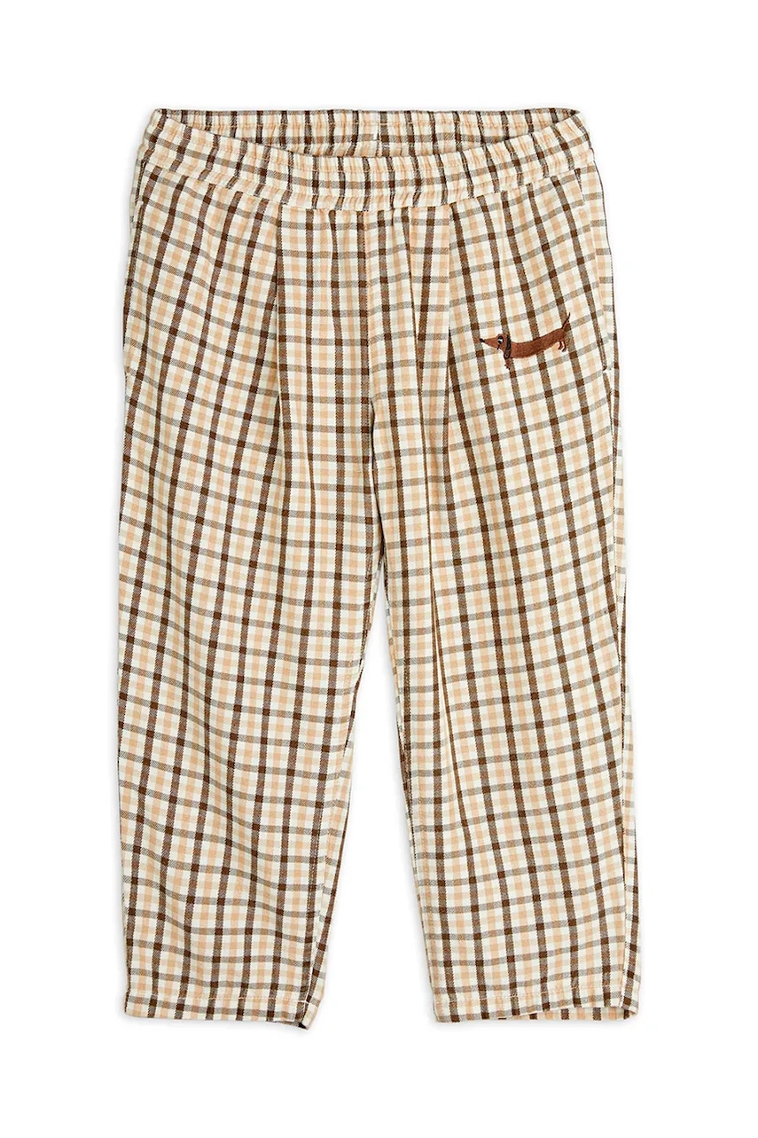 Детские брюки Mini Rodini Gingham цвет бежевый с узором 2523016113 Детские брюки Mini Rodini Gingham цвет бежевый с узором 2523016113