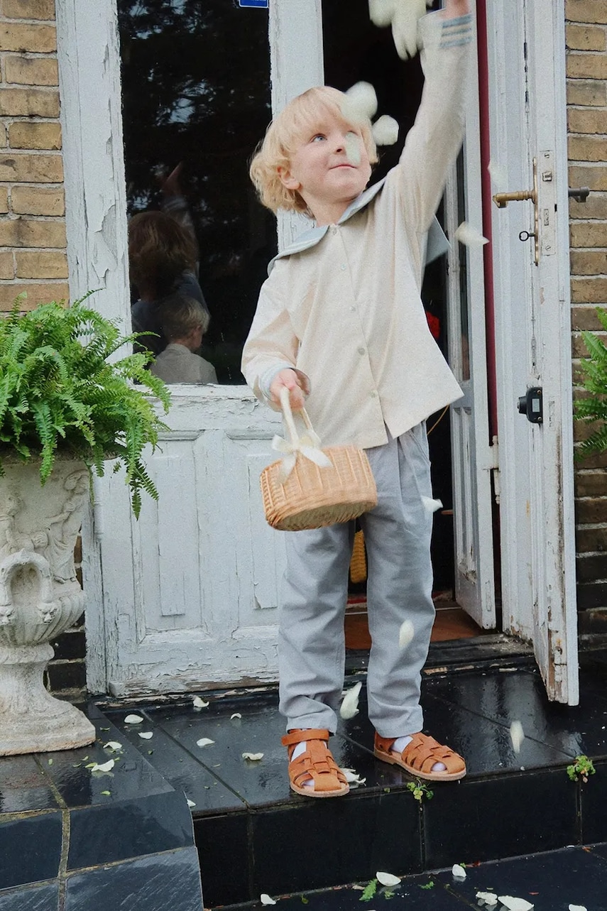 Konges Sløjd pantaloni de bumbac pentru copii CELEBRATION FRANKIE PANTS GOTS neted, KS103563
