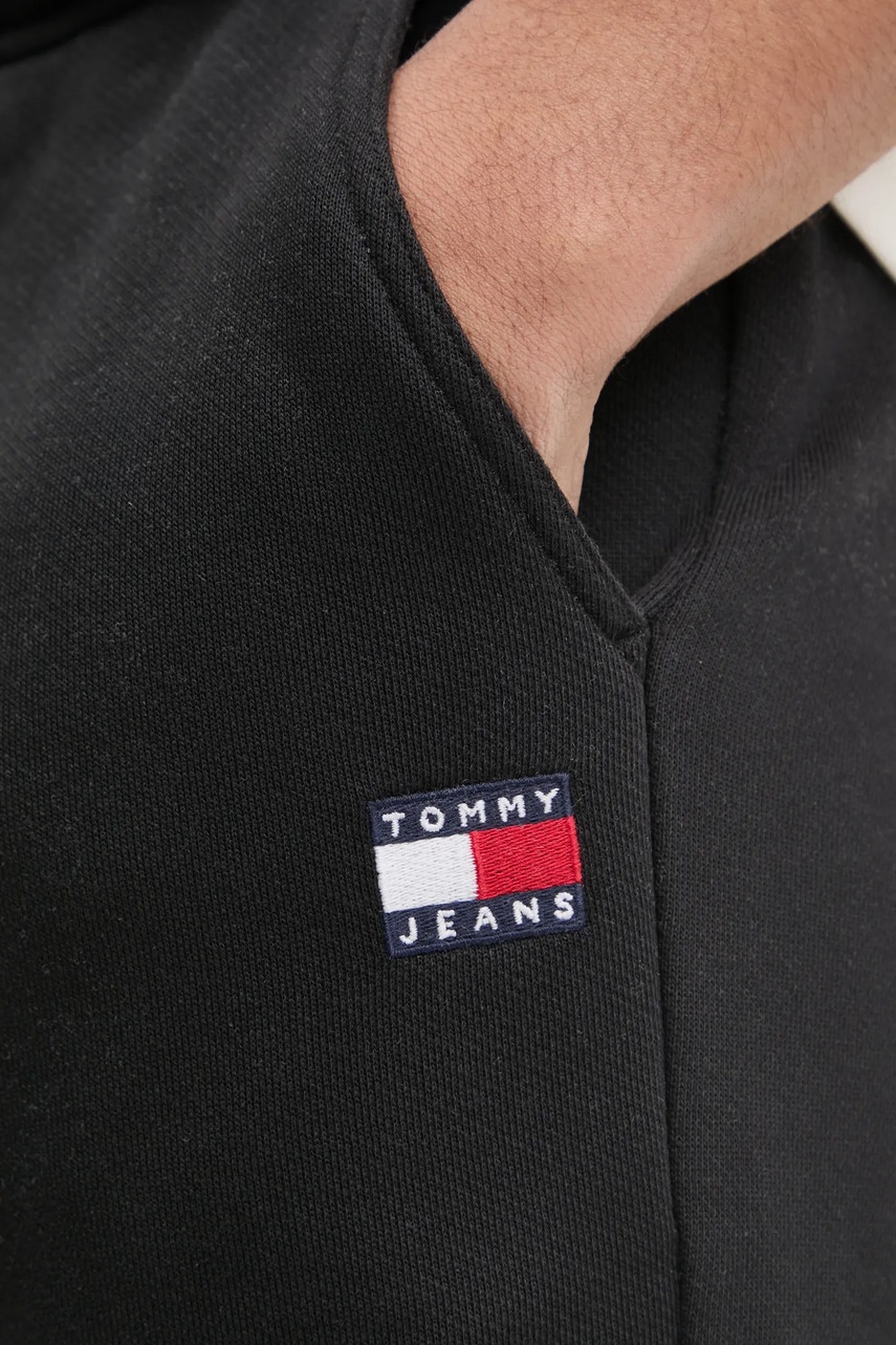Бавовняні спортивні штани Tommy Jeans колір чорний однотонні DM0DM20276 