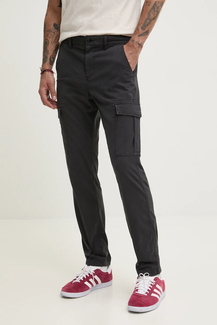 Tommy Jeans pantaloni barbati, culoarea negru, cu fason cargo, DM0DM20281 Tommy Jeans pantaloni barbati, culoarea negru, cu fason cargo, DM0DM20281