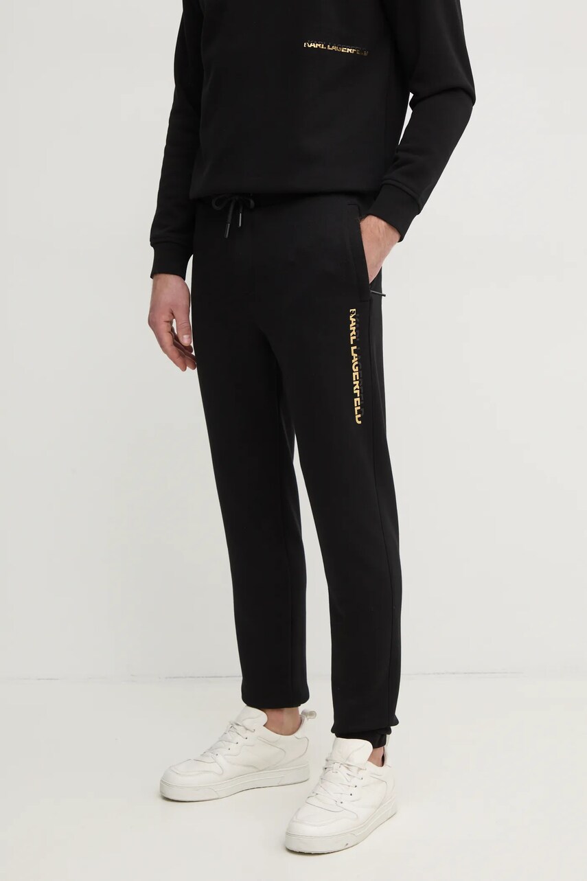 Karl Lagerfeld pantaloni de trening culoarea negru, cu imprimeu, 705464.551900
