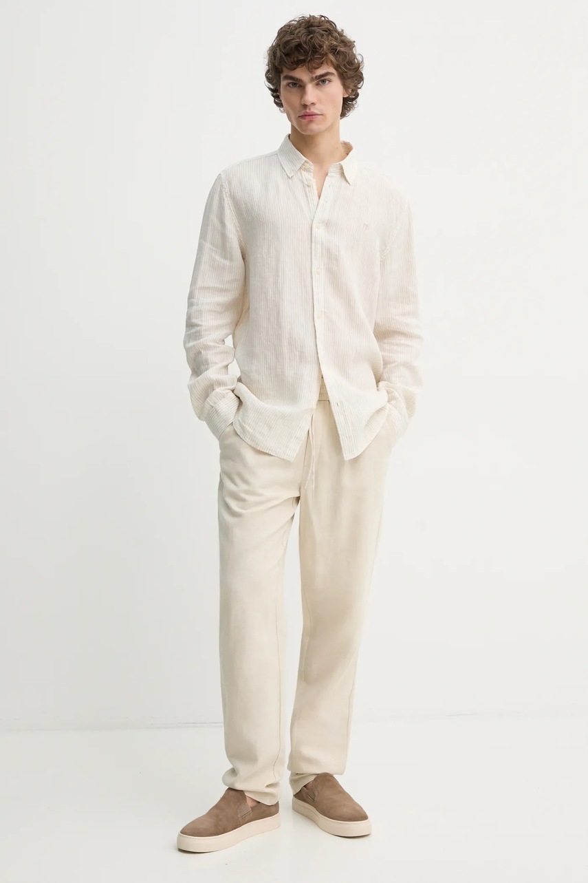 Льняные брюки Les Deux цвет бежевый прямые LDM510162 Льняные брюки Les Deux цвет бежевый прямые LDM510162