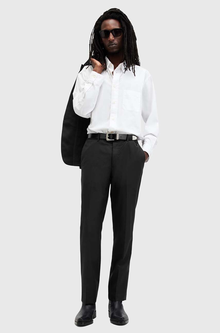 AllSaints pantaloni din lana TISBURY culoarea negru, drept, M030QB AllSaints pantaloni din lana TISBURY culoarea negru, drept, M030QB