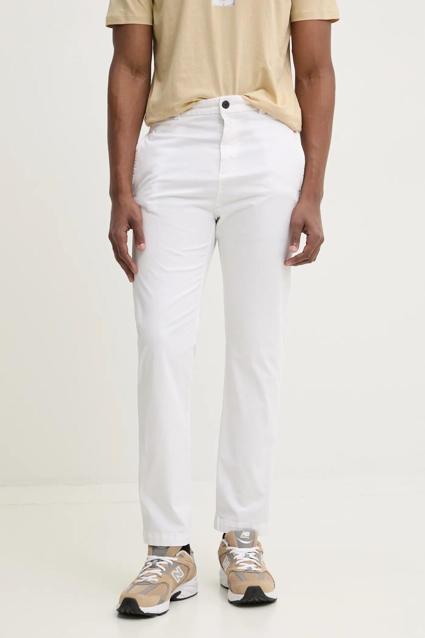 HUGO pantaloni barbati, culoarea alb, drept, 50530886