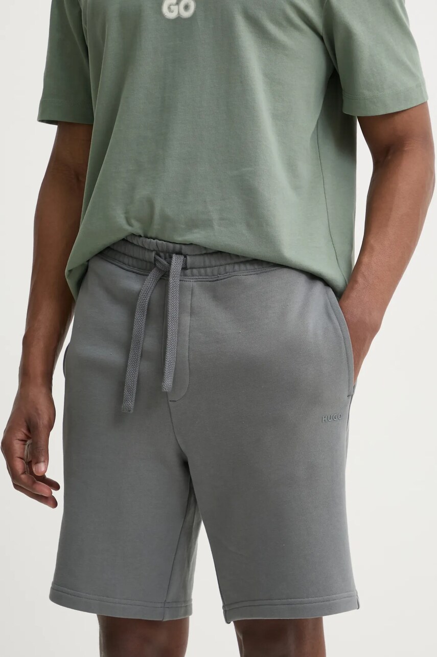 HUGO pantaloni scurti din bumbac culoarea gri, 50530696