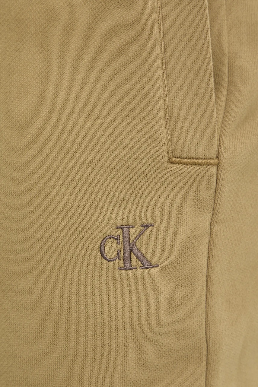 Бавовняні спортивні штани Calvin Klein Jeans колір зелений однотонні J30J326749 