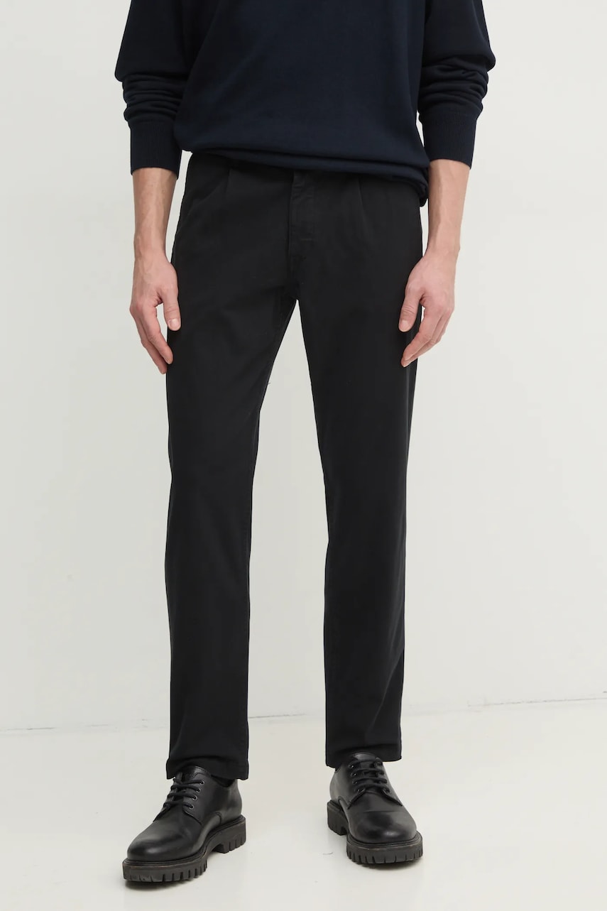 Boss Orange pantaloni barbati, culoarea negru, drept, 50529308