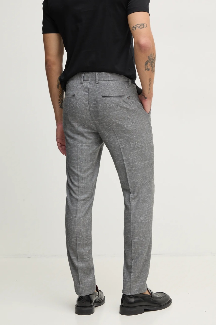 Вовняні штани BOSS колір сірий фасон chinos 50535685 