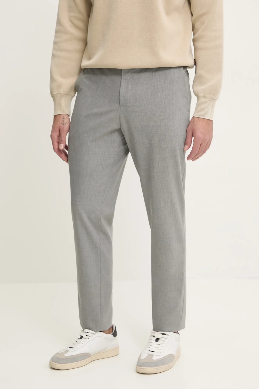 BOSS pantaloni din lana culoarea gri, mulata, 50535709 BOSS pantaloni din lana culoarea gri, mulata, 50535709