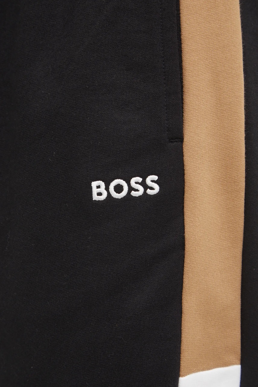 Бавовняні штани лаунж BOSS колір чорний однотонні 50535786 