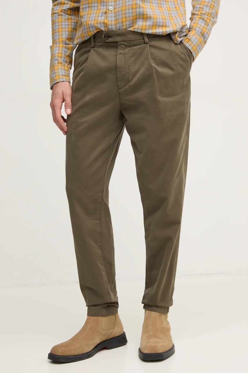 Levně Kalhoty Tommy Hilfiger pánské, zelená barva, jednoduché, MW0MW38120