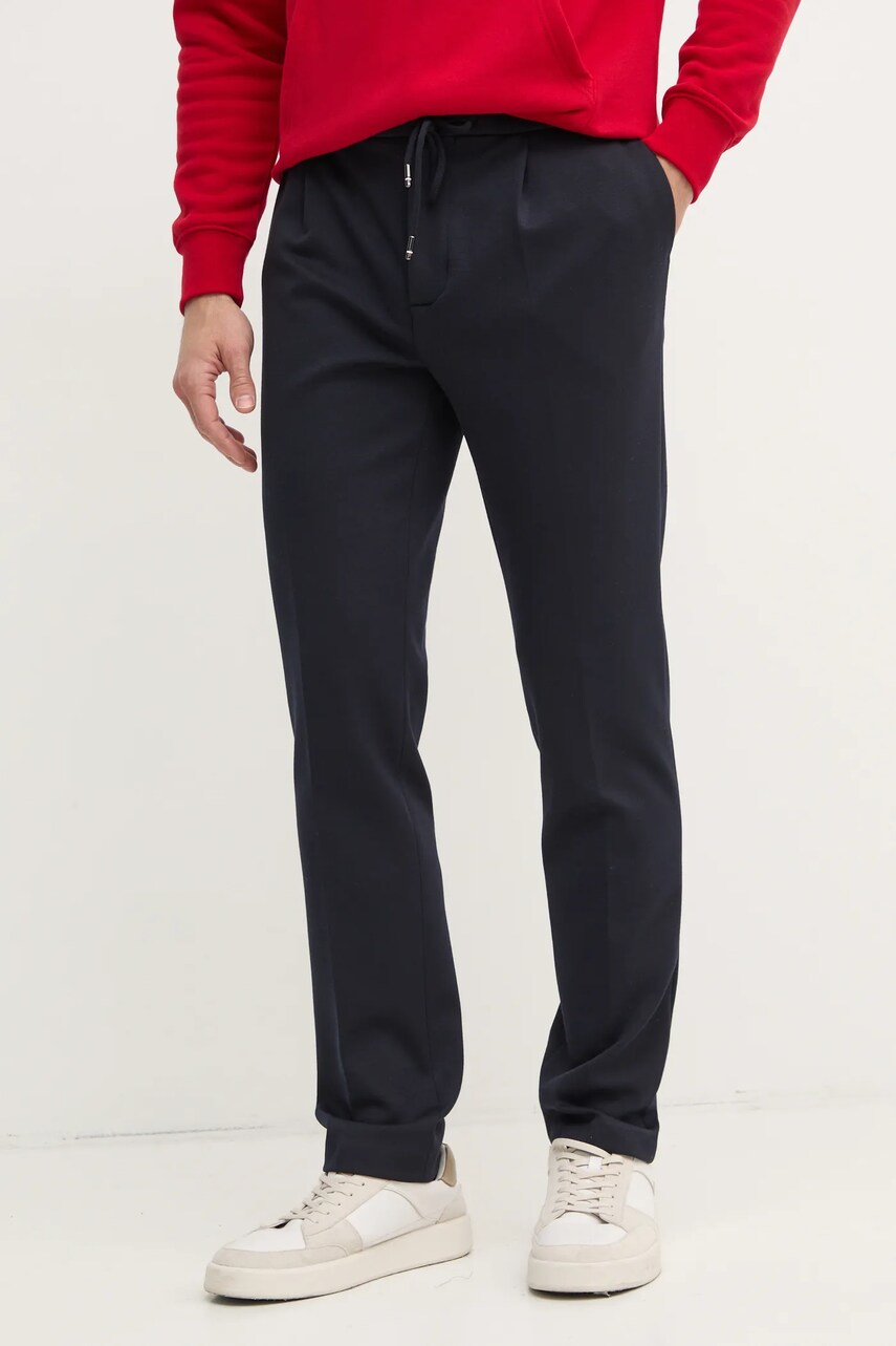 Levně Kalhoty Tommy Hilfiger pánské, tmavomodrá barva, jednoduché, MW0MW38075