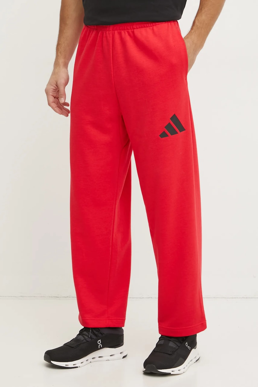 adidas pantaloni de trening Essentials culoarea rosu, neted, JF3601 adidas pantaloni de trening Essentials culoarea rosu, neted, JF3601