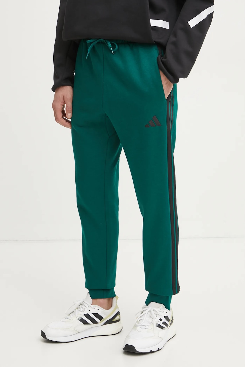 adidas pantaloni de trening Essentials culoarea verde, cu imprimeu, JD1860