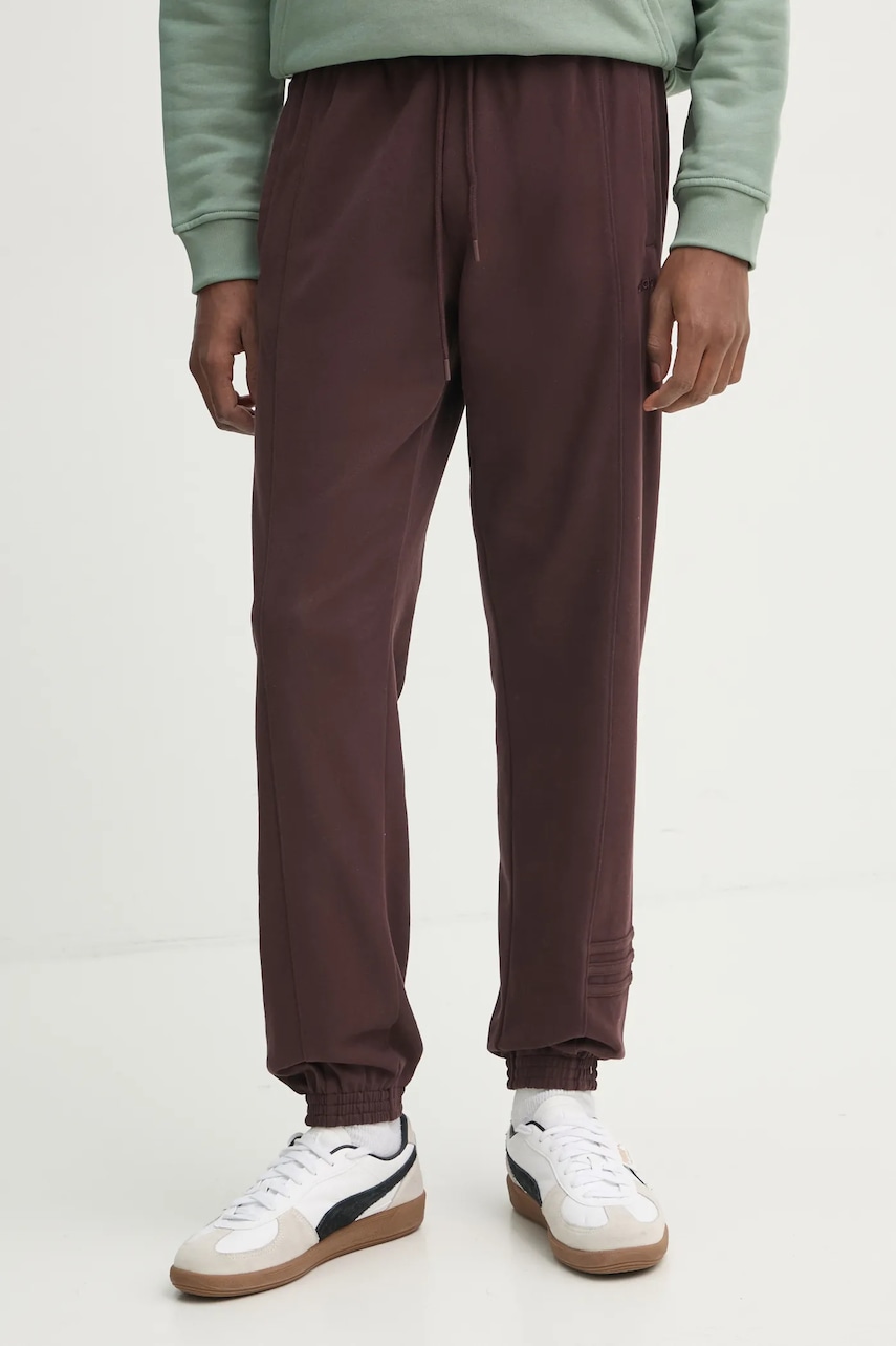adidas Originals pantaloni PRE - LOVED PNT barbati, culoarea maro, neted, JC8355