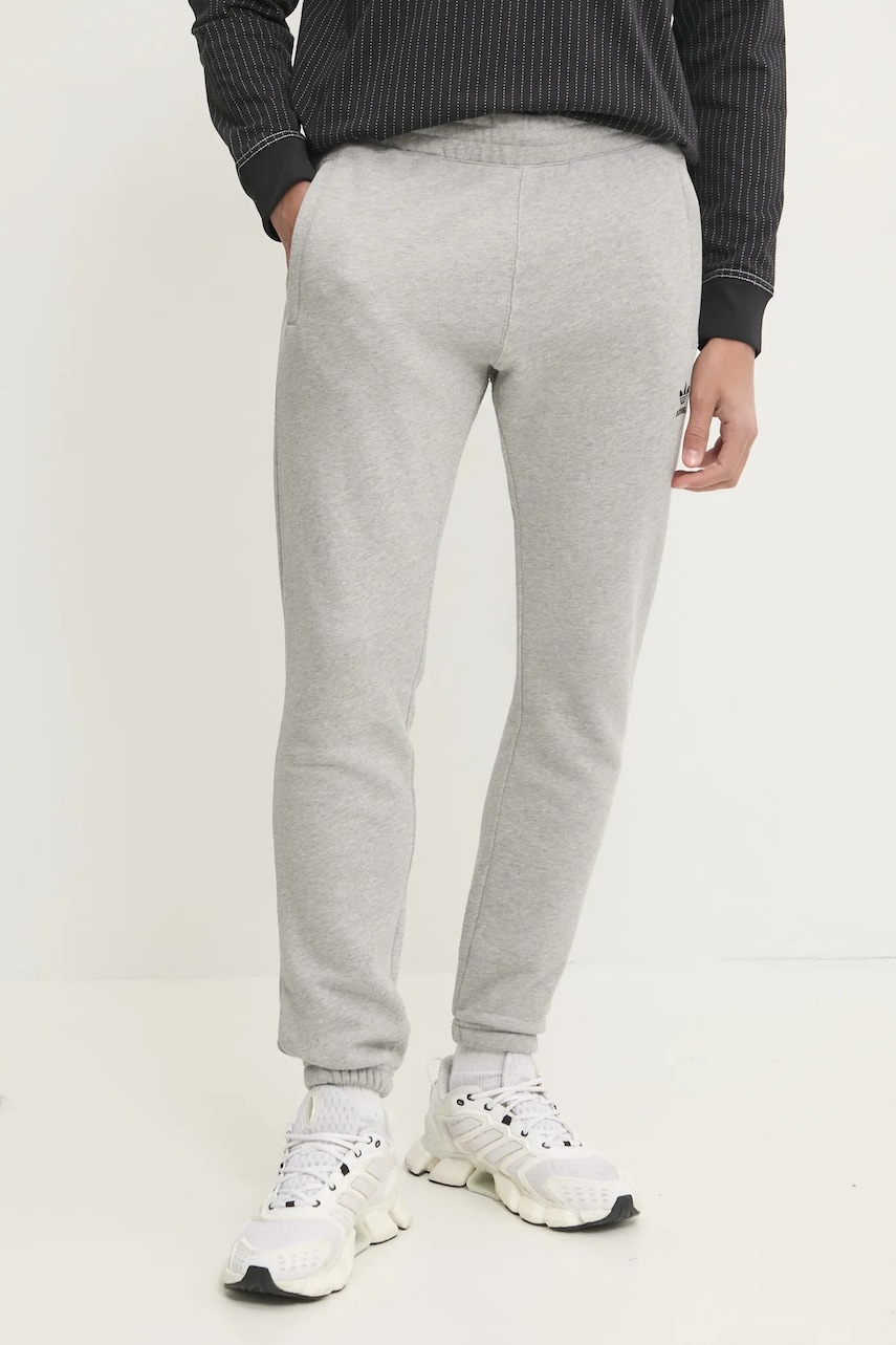 adidas Originals pantaloni de trening din bumbac Essential culoarea gri, neted, JD2424