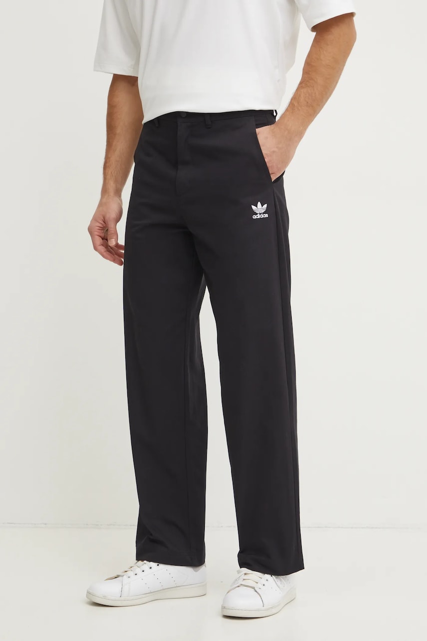 adidas Originals pantaloni Essential bărbați, culoarea negru, cu fason chinos, JD2442 adidas Originals pantaloni Essential bărbați, culoarea negru, cu fason chinos, JD2442