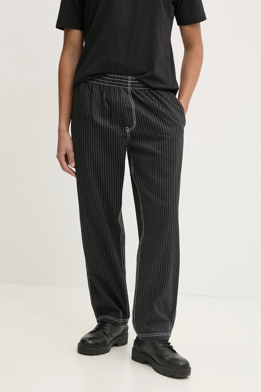 adidas Originals pantaloni de bumbac Wabash culoarea negru, drept, JP4489 adidas Originals pantaloni de bumbac Wabash culoarea negru, drept, JP4489