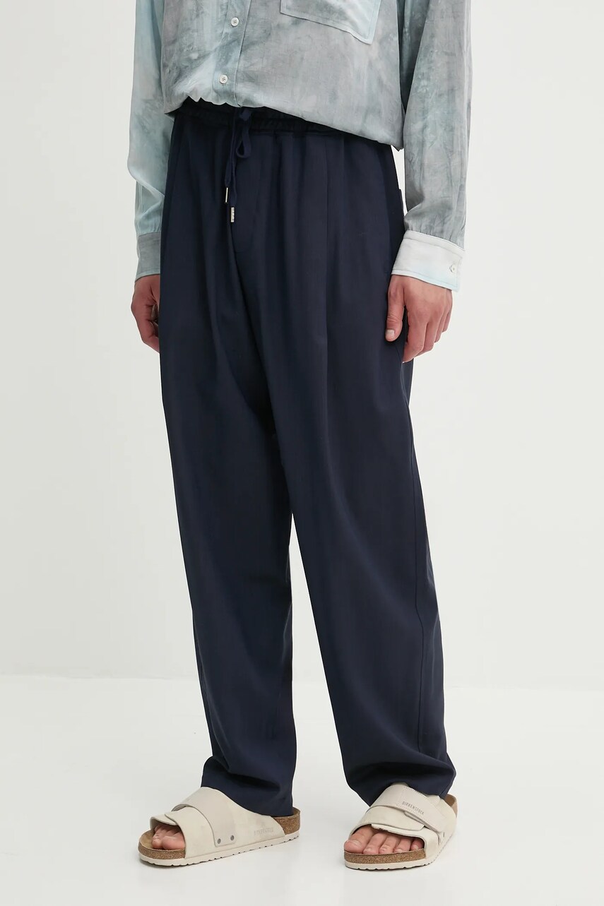 IRO pantaloni de lână culoarea bleumain, drept, MP23URSIN