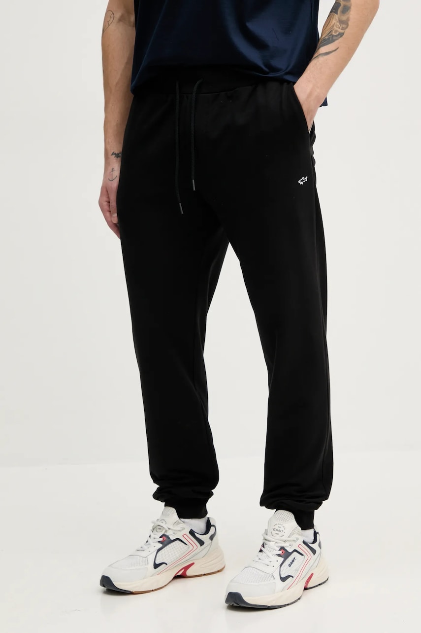 Paul&Shark pantaloni de trening barbati, culoarea negru, neted, C0P1235