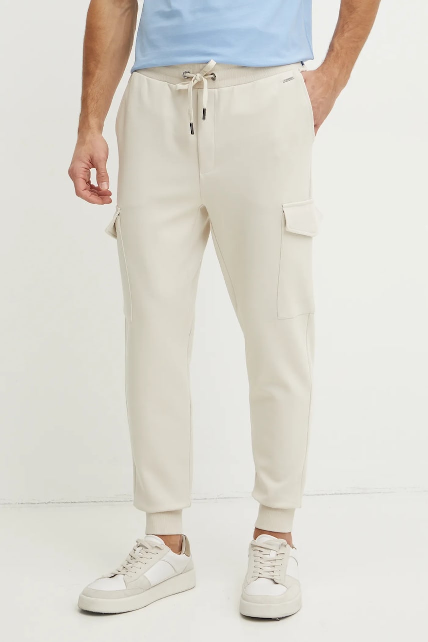 Joop! pantaloni de trening culoarea bej, neted, 30044704 Joop! pantaloni de trening culoarea bej, neted, 30044704