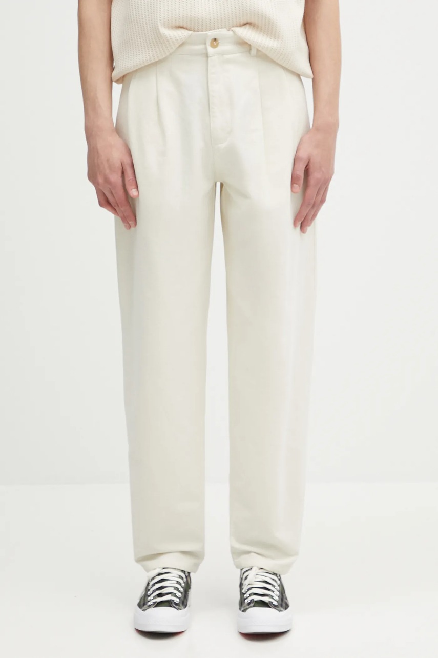 A.P.C. pantaloni de bumbac pantalon willow culoarea bej, drept, COGBJ.F08486
