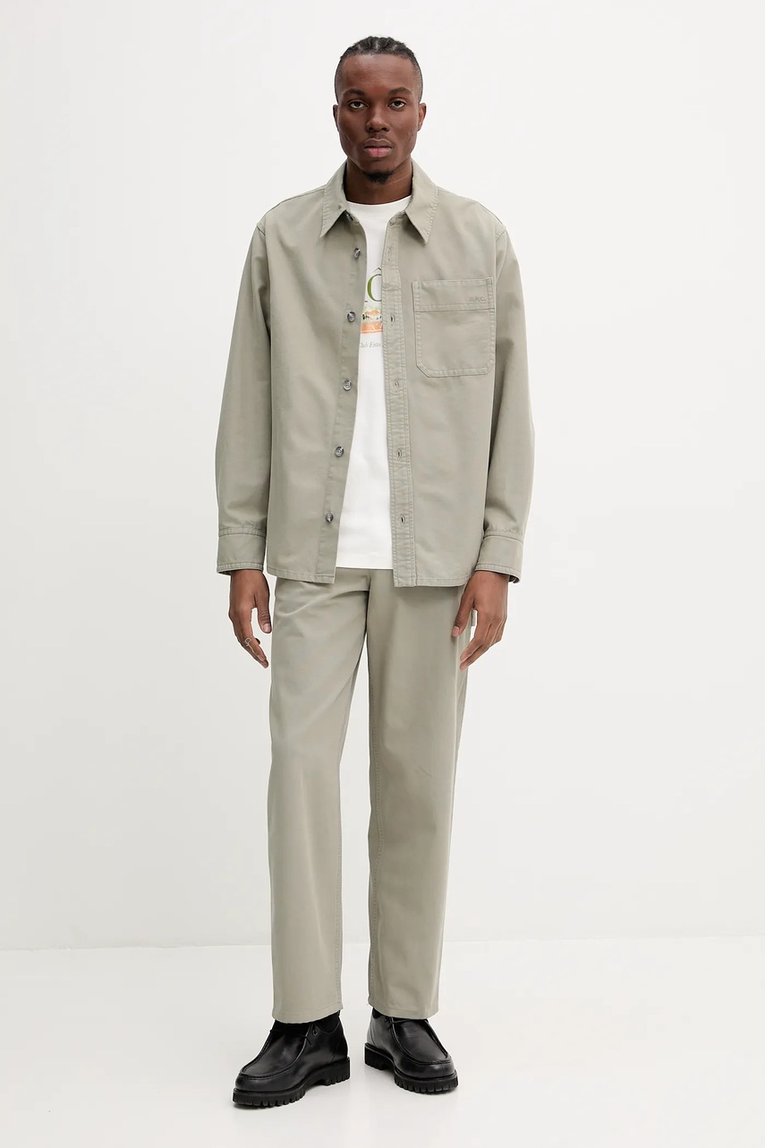 Βαμβακερό παντελόνι A.P.C. jean fergus ανδρικά, χρώμα: πράσινο, COGBJ.M08500 φωτογραφία