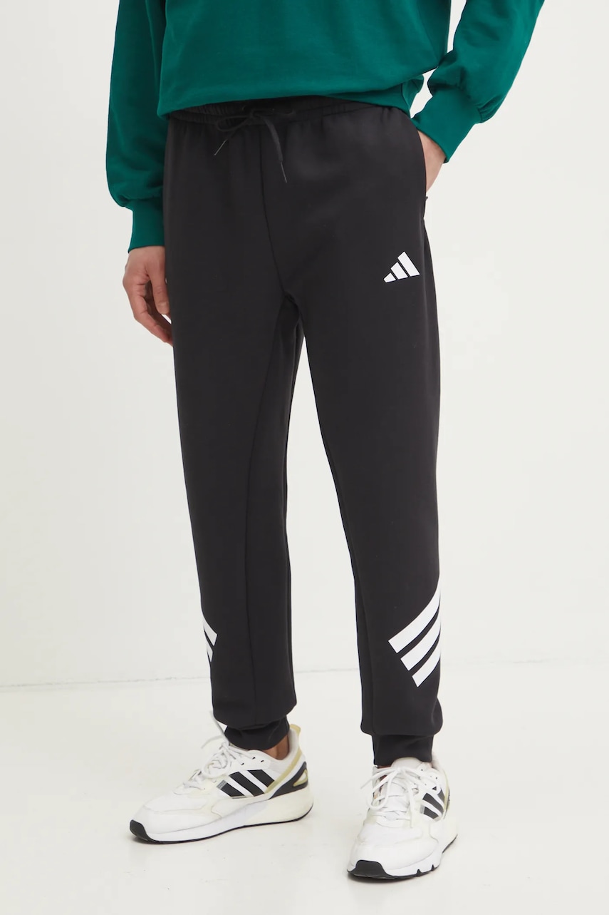 adidas pantaloni de trening Future Icons culoarea negru, cu imprimeu, JD4863 adidas pantaloni de trening Future Icons culoarea negru, cu imprimeu, JD4863