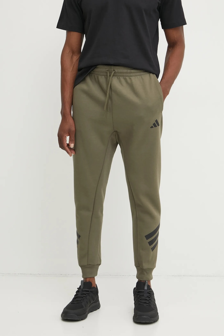 adidas pantaloni de trening Future Icons barbati, culoarea verde, neted, JD4866 adidas pantaloni de trening Future Icons barbati, culoarea verde, neted, JD4866