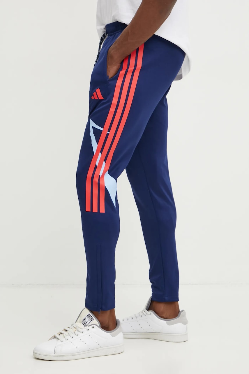 adidas pantaloni de trening Tiro culoarea albastru marin, cu imprimeu, JC8045 adidas pantaloni de trening Tiro culoarea albastru marin, cu imprimeu, JC8045