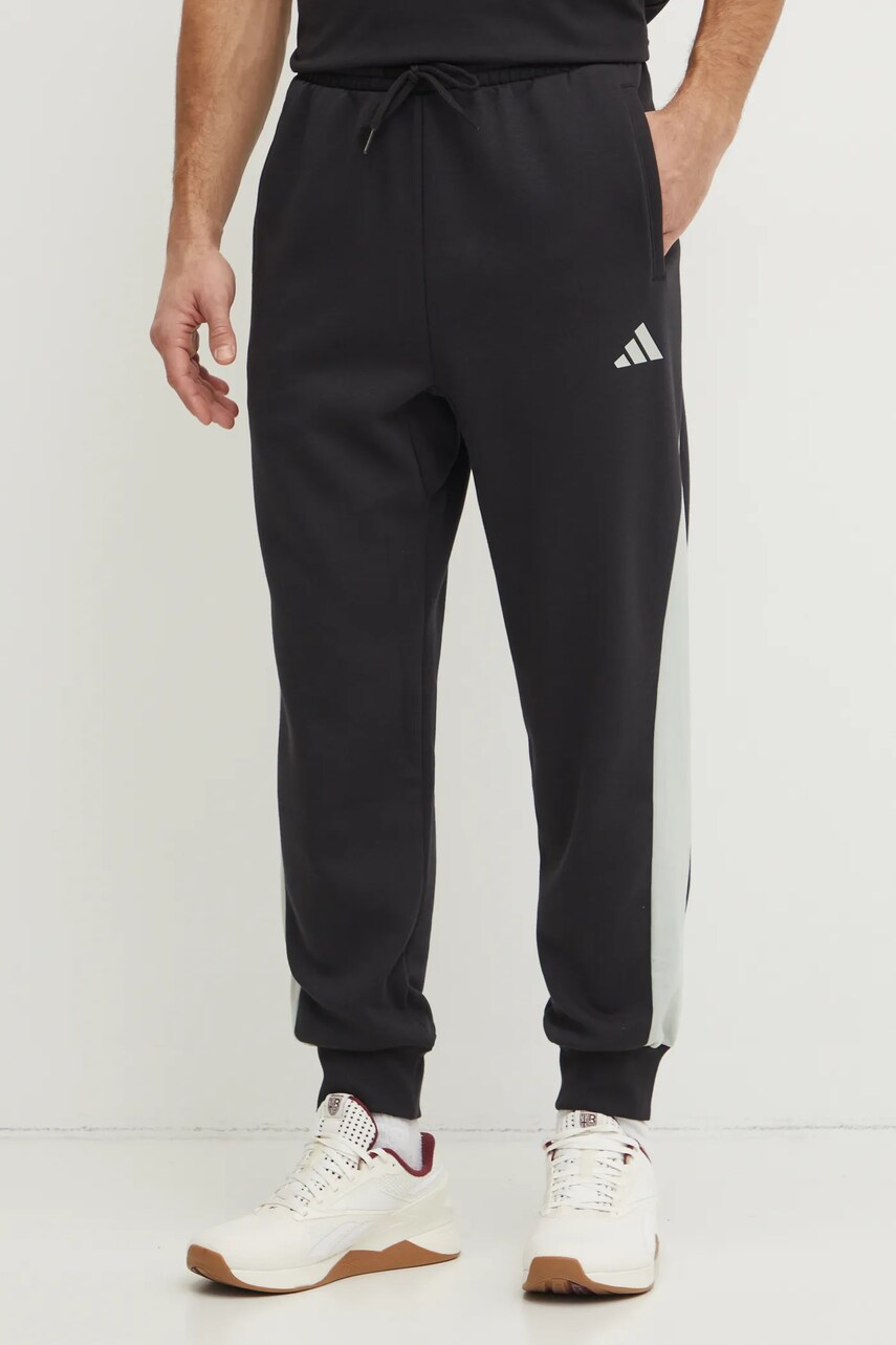 Levně Tepláky adidas Essential Colorblock černá barva, s aplikací, JD8061