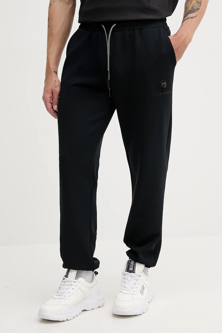 PLEIN SPORT pantaloni de trening culoarea negru, uni, SAEC MJT2477 STE003N