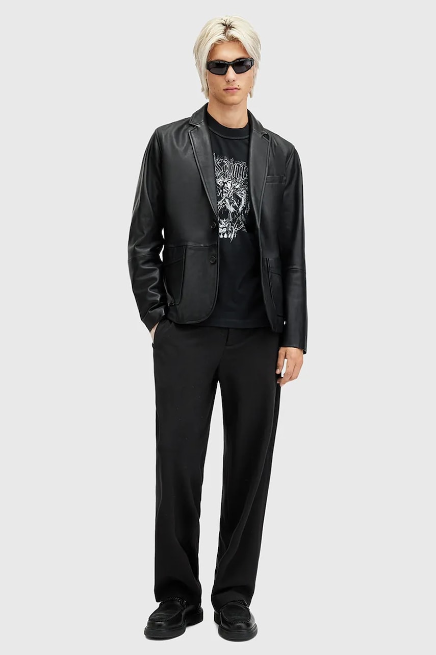 AllSaints pantaloni HALLA bărbați, culoarea negru, drept, M024TB AllSaints pantaloni HALLA bărbați, culoarea negru, drept, M024TB
