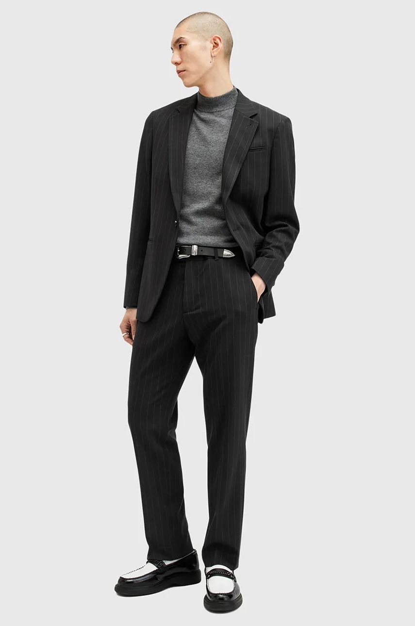 AllSaints pantaloni HEDDON bărbați, culoarea negru, drept, M042QB