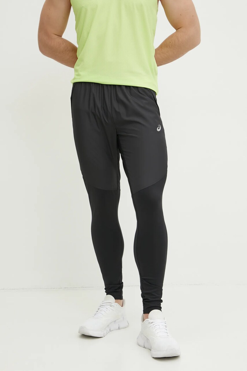 Asics pantaloni de alergare Road culoarea negru, neted, 2011D097