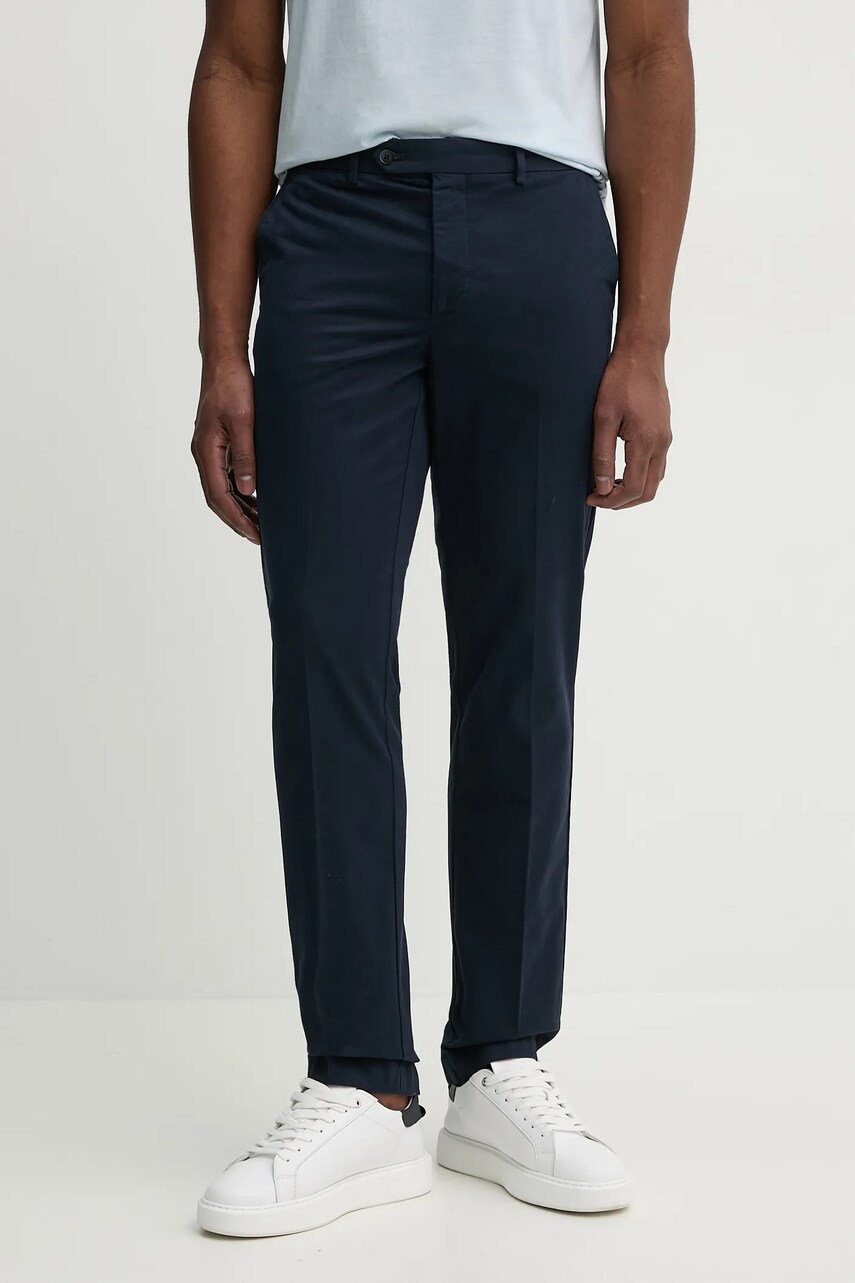 Hackett London pantaloni barbati, culoarea albastru marin, cu fason chinos, HM212488R Hackett London pantaloni barbati, culoarea albastru marin, cu fason chinos, HM212488R