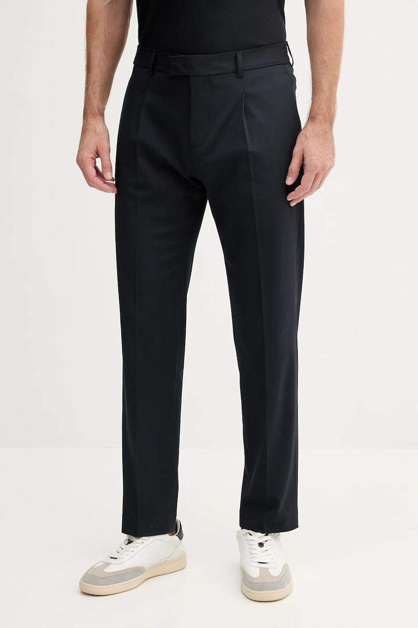 Sisley pantaloni culoarea bleumarin, drept, 4KKQSF04Z