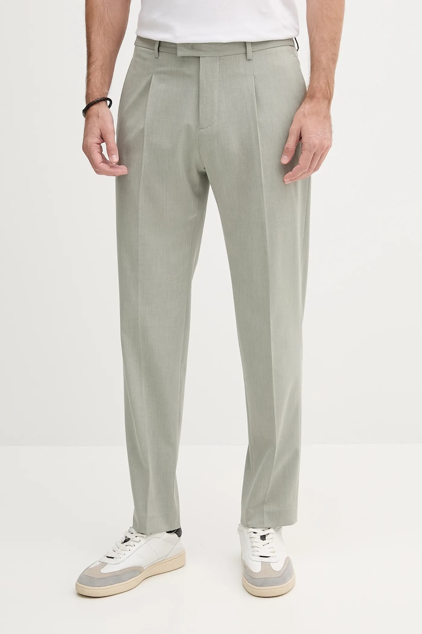 Sisley pantaloni culoarea verde, drept, 4KKQSF04Z
