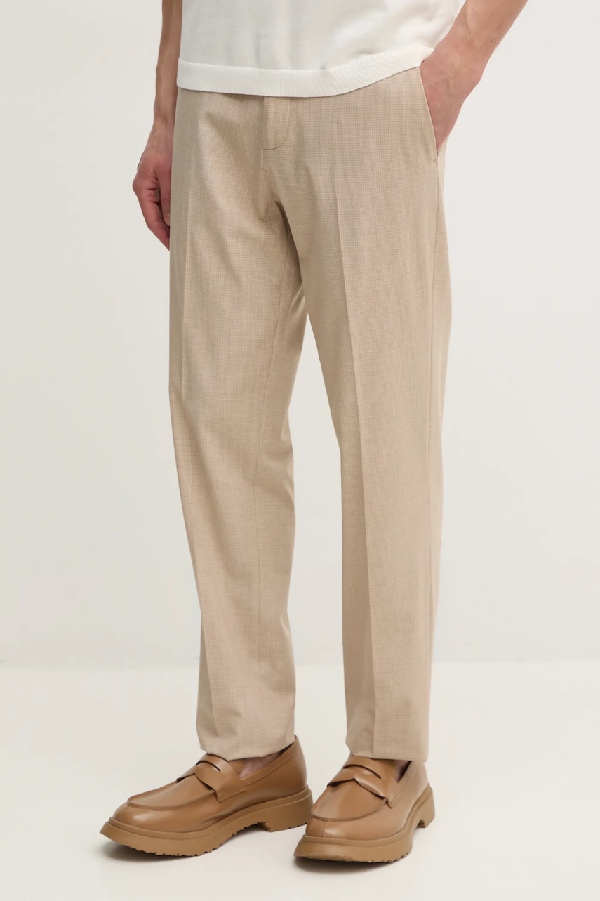 Sisley pantaloni din lana culoarea bej, cu fason chinos, 40Q9SF04Y Sisley pantaloni din lana culoarea bej, cu fason chinos, 40Q9SF04Y