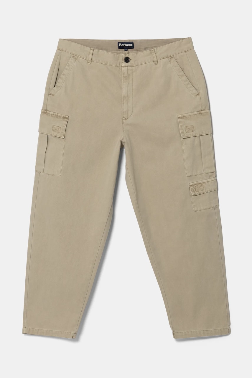 Barbour pantaloni de bumbac culoarea bej, drept, MTR0754GY35