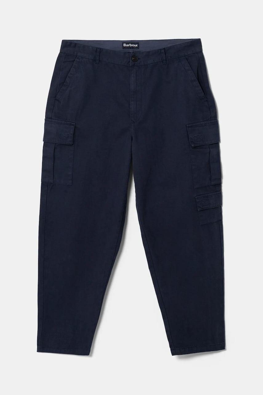 Barbour pantaloni de bumbac culoarea albastru marin, cu fason cargo, MTR0754NY91 Barbour pantaloni de bumbac culoarea albastru marin, cu fason cargo, MTR0754NY91